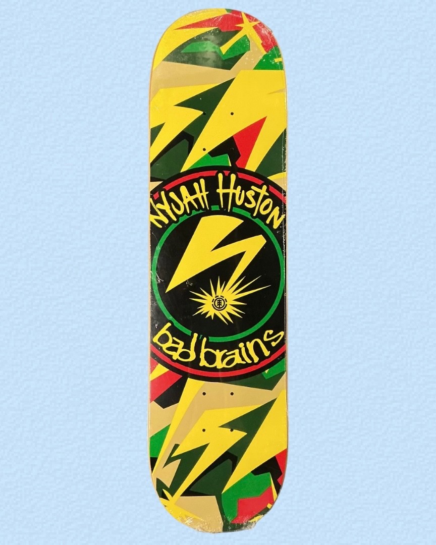 RARE Element Skateboard Deck Nyjah Huston Bad Brains Rasta Yellow 8.0\ RARE Element Skateboard Deck Nyjah Huston Bad Brains Rasta Yellow 8.0\