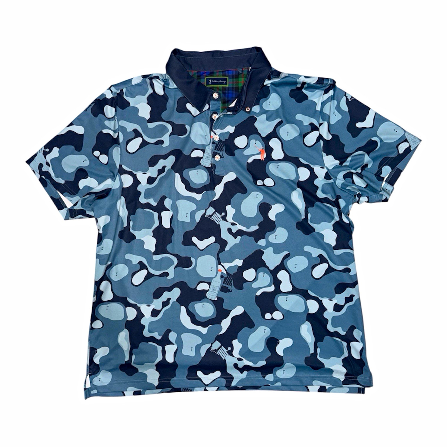William Murray Golf Men\'s Blue Camo Short Sleeve Polo Lightweight William Murray Golf Men\'s Blue Camo Short Sleeve Polo Lightweight