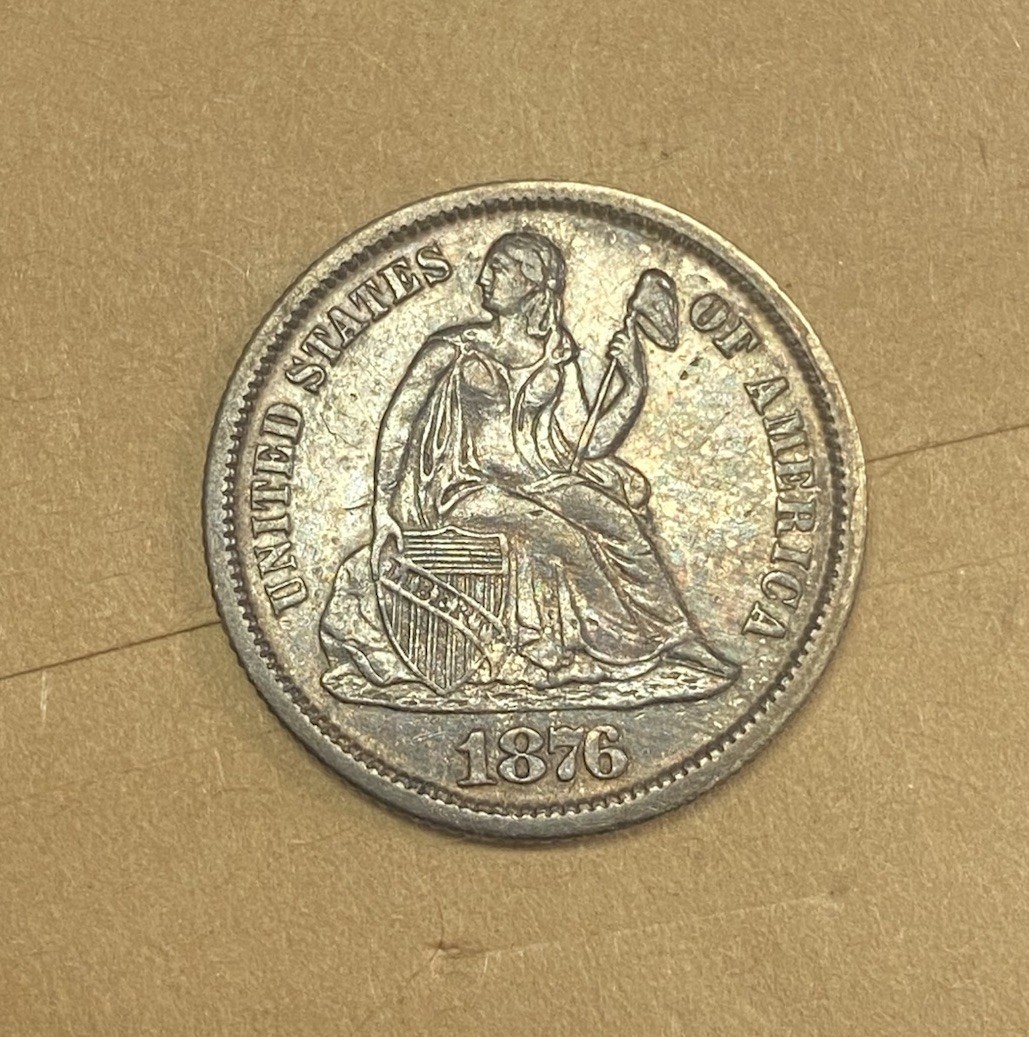 1876-CC U.S Silver Seated Liberty Dime**** AU - UNCIRCULATED