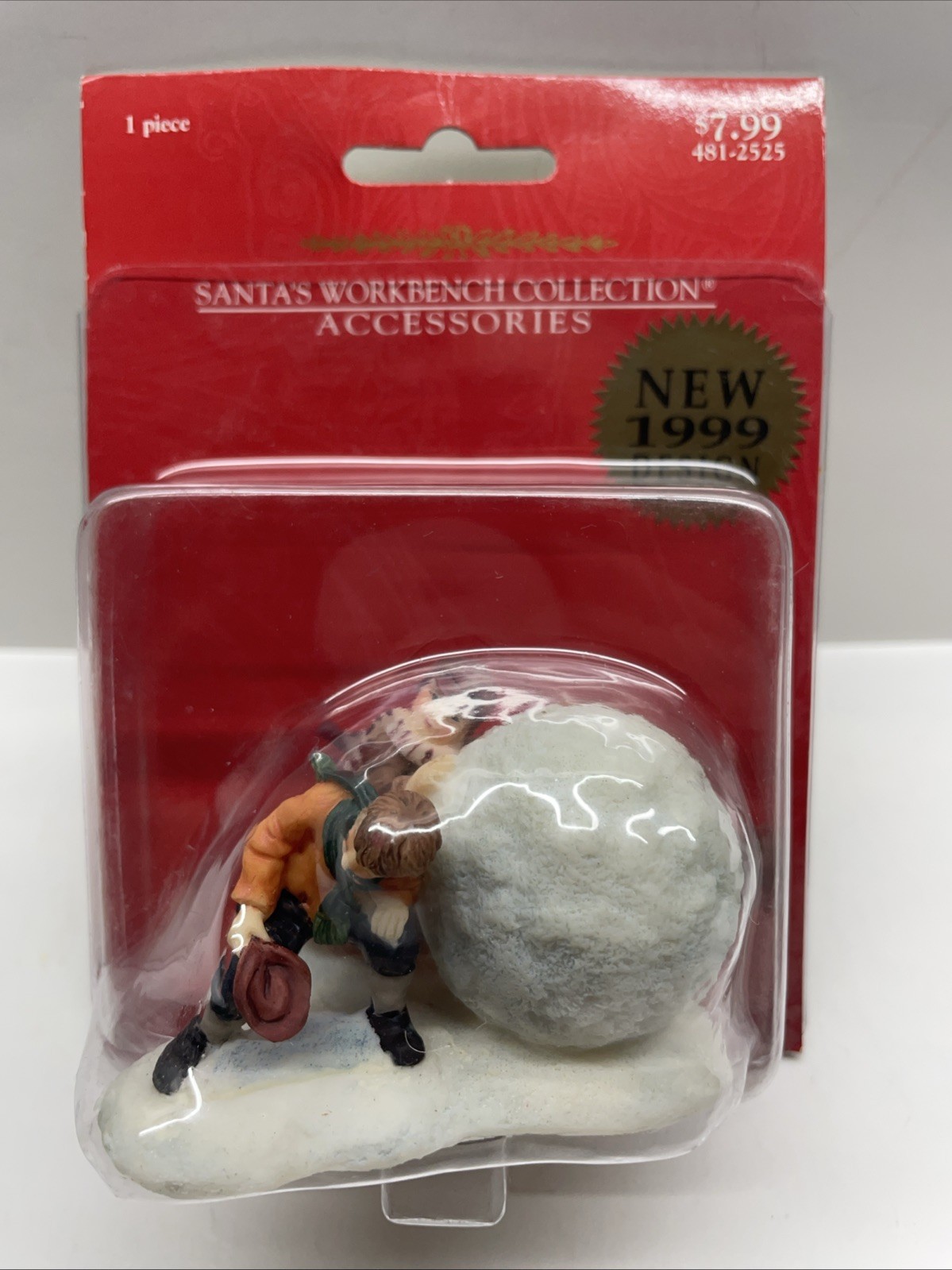 1999 Santa\'s Workbench Snowball Pushers Figurine Christmas Village 481-2525