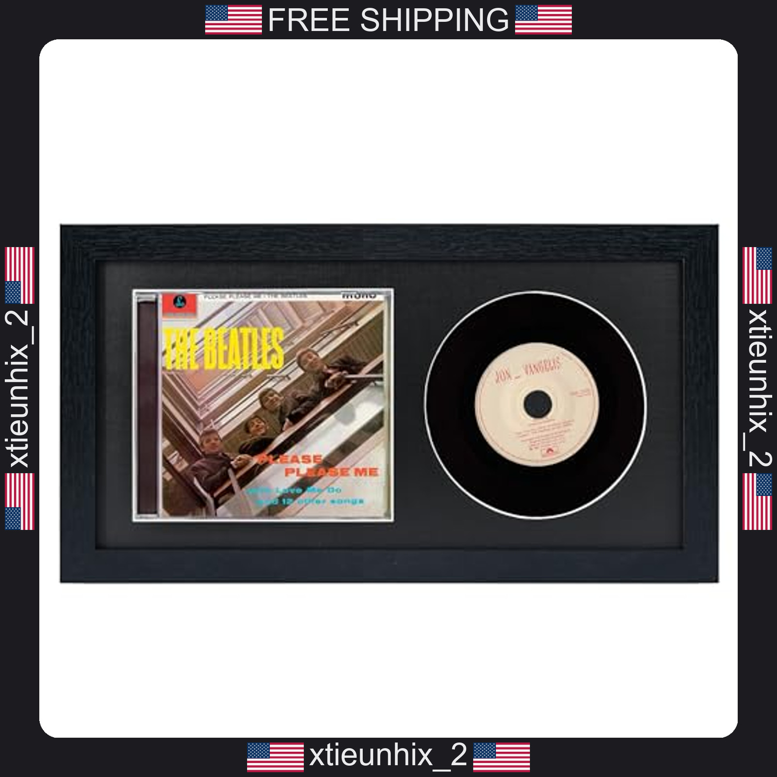 CD Display Frame with Real Glass for 1 Disc and Cover MDF Wood