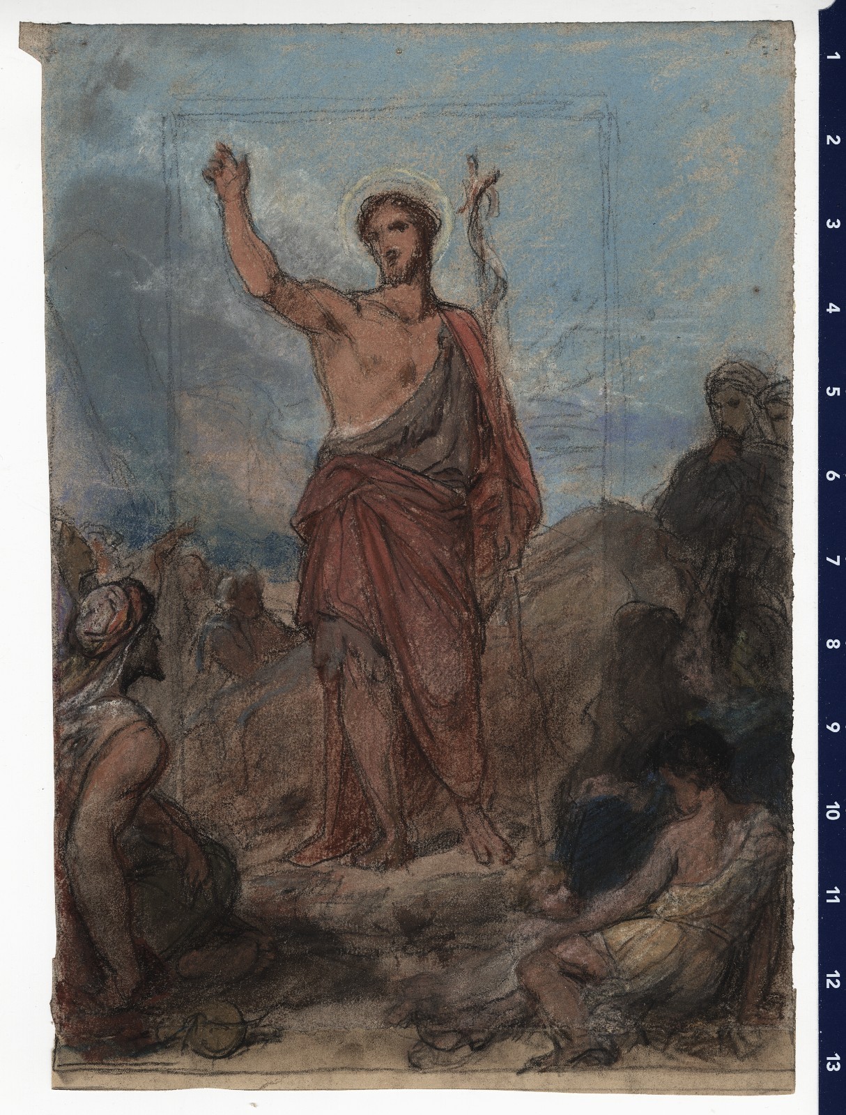 c. 1880\'s John the Baptist Preaching in Wilderness Pastel attrib. ÉDOUARD BAILLE c. 1880\'s John the Baptist Preaching in Wilderness Pastel attrib. ÉDOUARD BAILLE