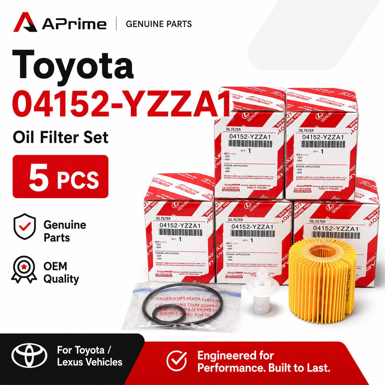 5 PACK TOYOTA LEXUS SCION ENGINE OIL FILTER 04152-YZZA1 Free & Fast Shipping 5 PACK TOYOTA LEXUS SCION ENGINE OIL FILTER 04152-YZZA1 Free & Fast Shipping