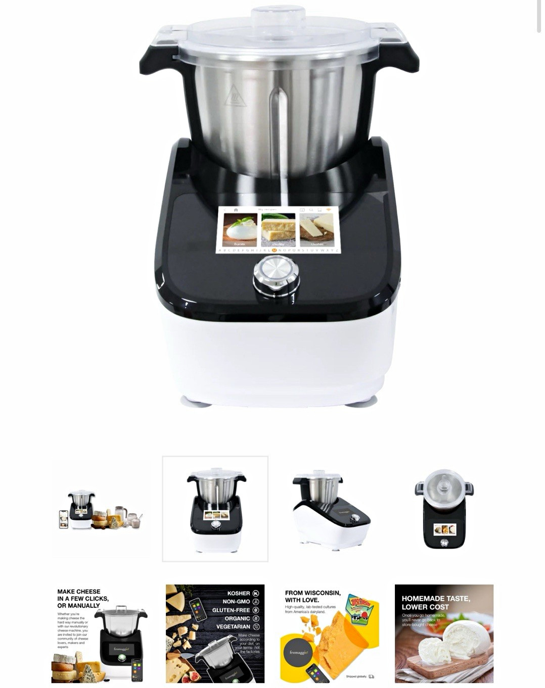Fromaggio Smart Home Electric Cheese Maker 1600W 120V Stainless Steel
