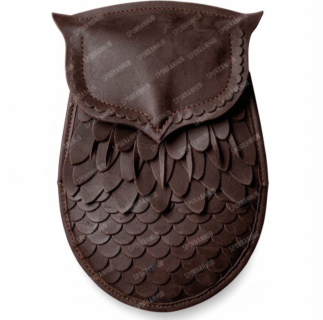 Handmade Brown Leather Owl Sporran Highland Dress Scottish Kilt Accessory Handmade Brown Leather Owl Sporran Highland Dress Scottish Kilt Accessory