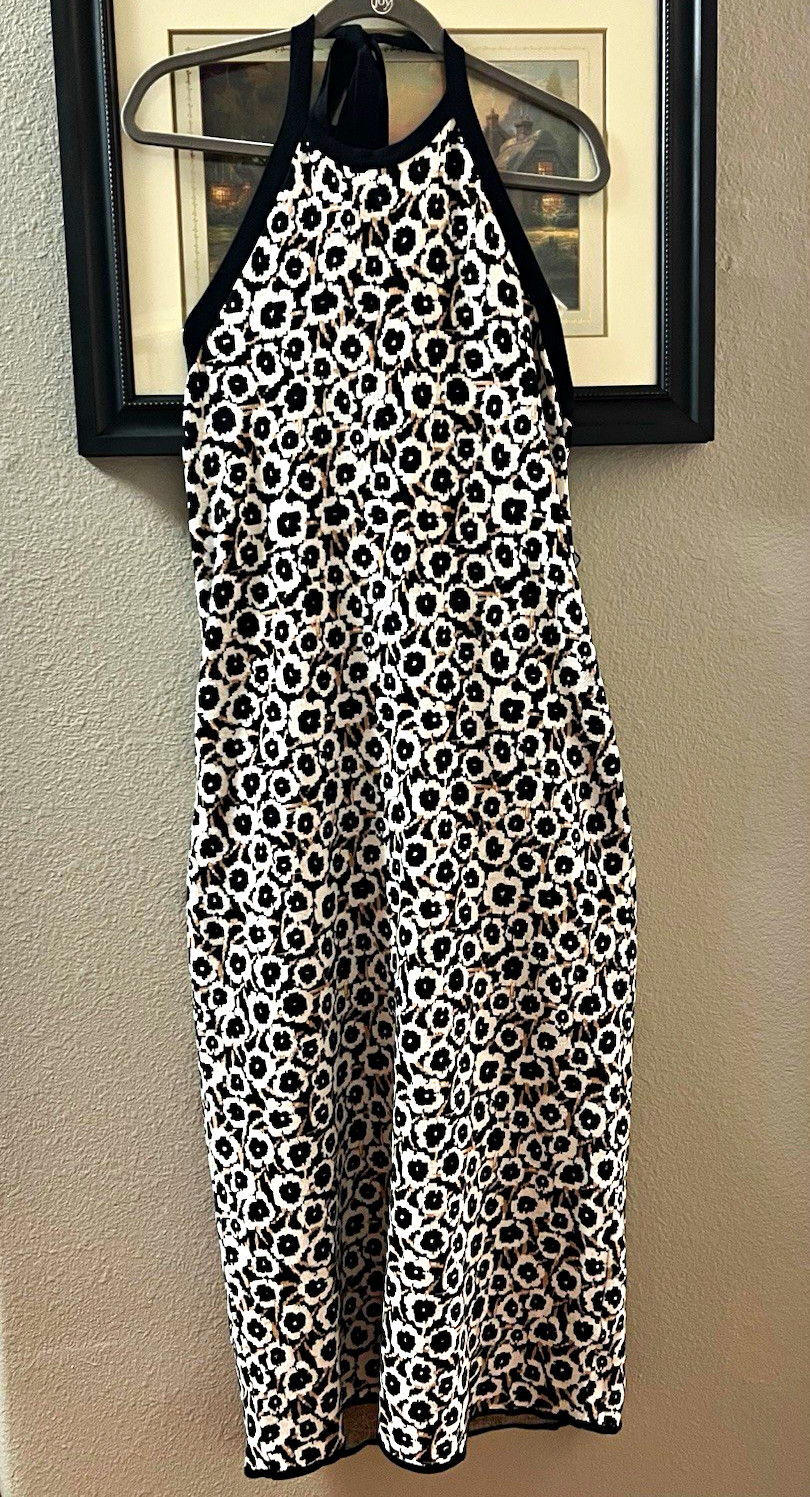 Diane von Furstenberg Black White Floral Halter Tie Maxi Dress XL Diane von Furstenberg Black White Floral Halter Tie Maxi Dress XL