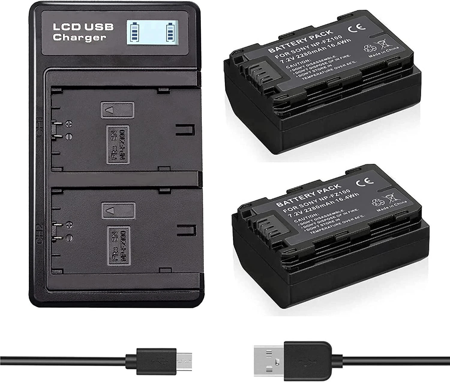 New NP-FZ100 Battery & Charger for Sony Alpha A7 III, A7R III, A9 Digital Camera