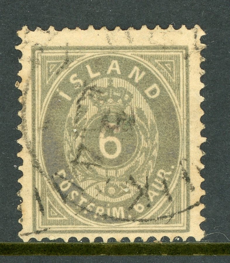 Iceland 1897 Numeral 6 aur Gray Scott # 25 VFU C495 Iceland 1897 Numeral 6 aur Gray Scott # 25 VFU C495