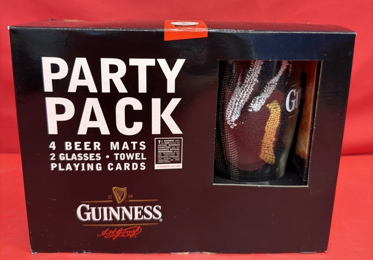 Official Vintage 2002 Guinness Draught Party Pack Gift Set-New In Box