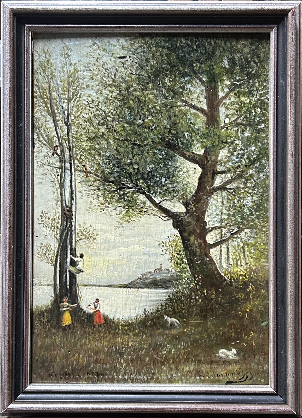 Impressionist Antique Original Landscape Hand Made Oil Painting, 1890’s,Framed,