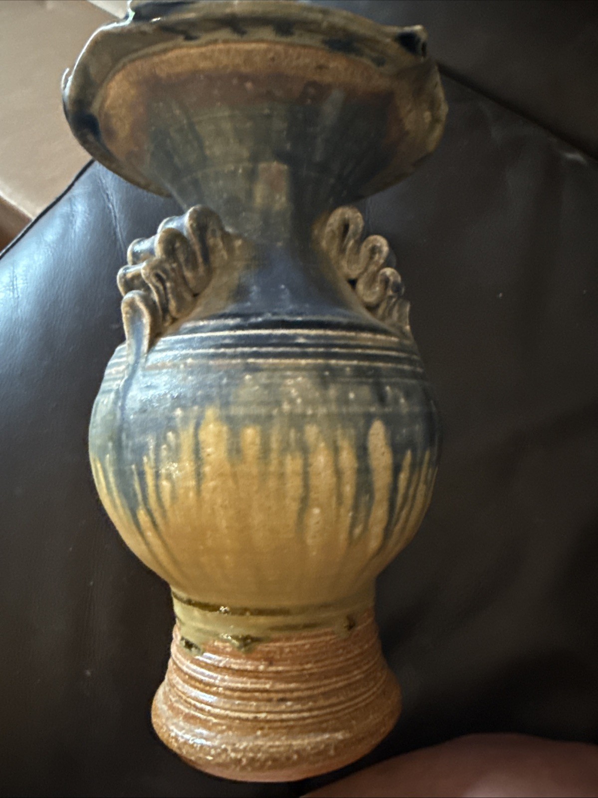 Brent Skinner Pottery Vase 1989 Early Signed Hand Painted Vintage 10 in Brent Skinner Pottery Vase 1989 Early Signed Hand Painted Vintage 10 in