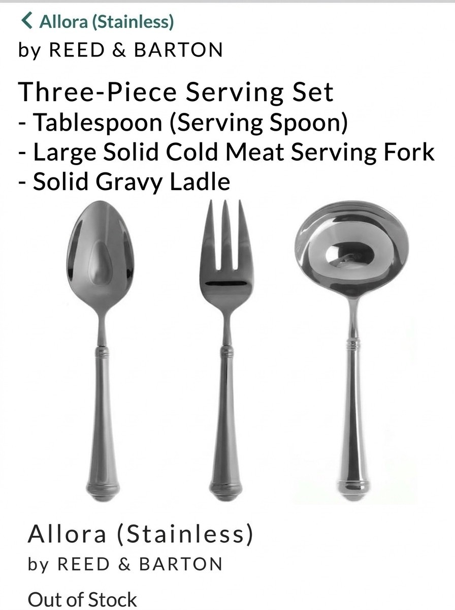 Reed and Barton Allora 3pc Serving Set (Stainless) Set Very Rare Hard To Find