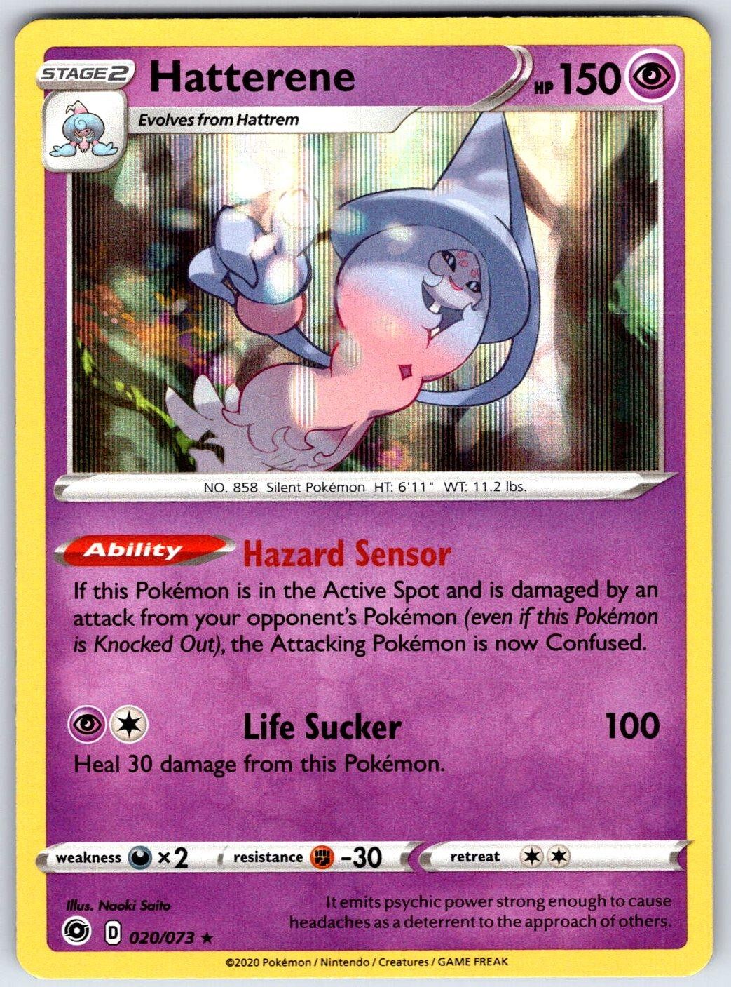 Hatterene 020/073 Holo Rare Champion\'s Path Pokemon Lightly Played