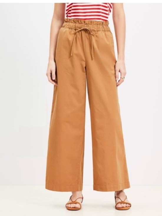Ann Taylor LOFT Breezy High Rise Relaxed Wide Poplin Pant Minimalist Brown Small Ann Taylor LOFT Breezy High Rise Relaxed Wide Poplin Pant Minimalist Brown Small