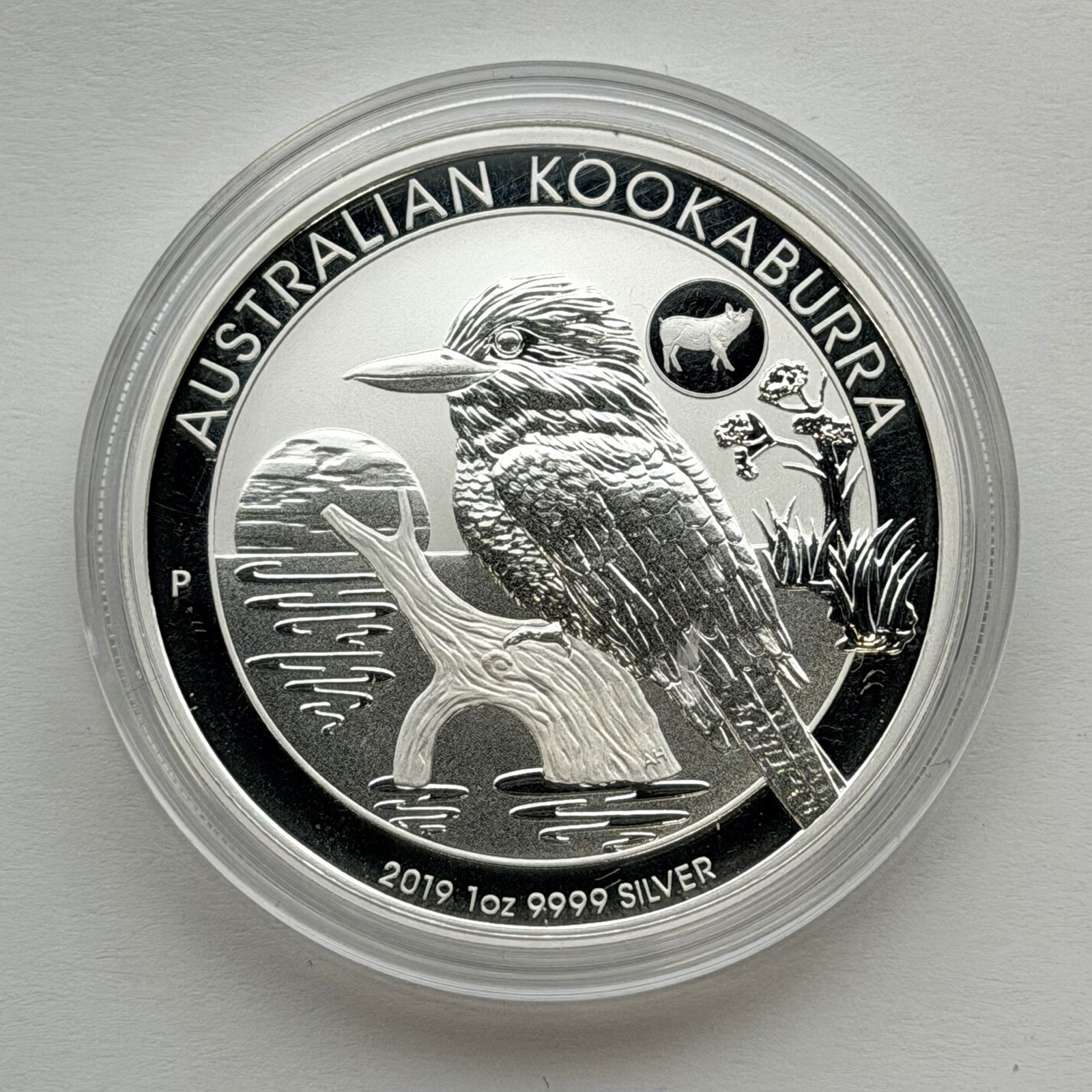 2019 Australian Kookaburra Pig Privy 1oz .9999 Silver Perth Mint Coin In Capsule