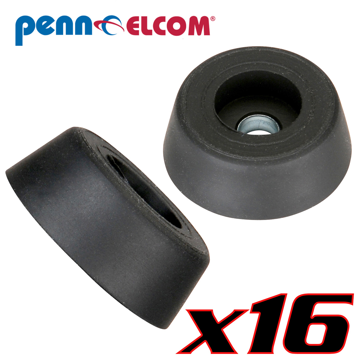 Sixteen Pack Penn Elcom 9120 Rubber Cabinet Foot 0.88\