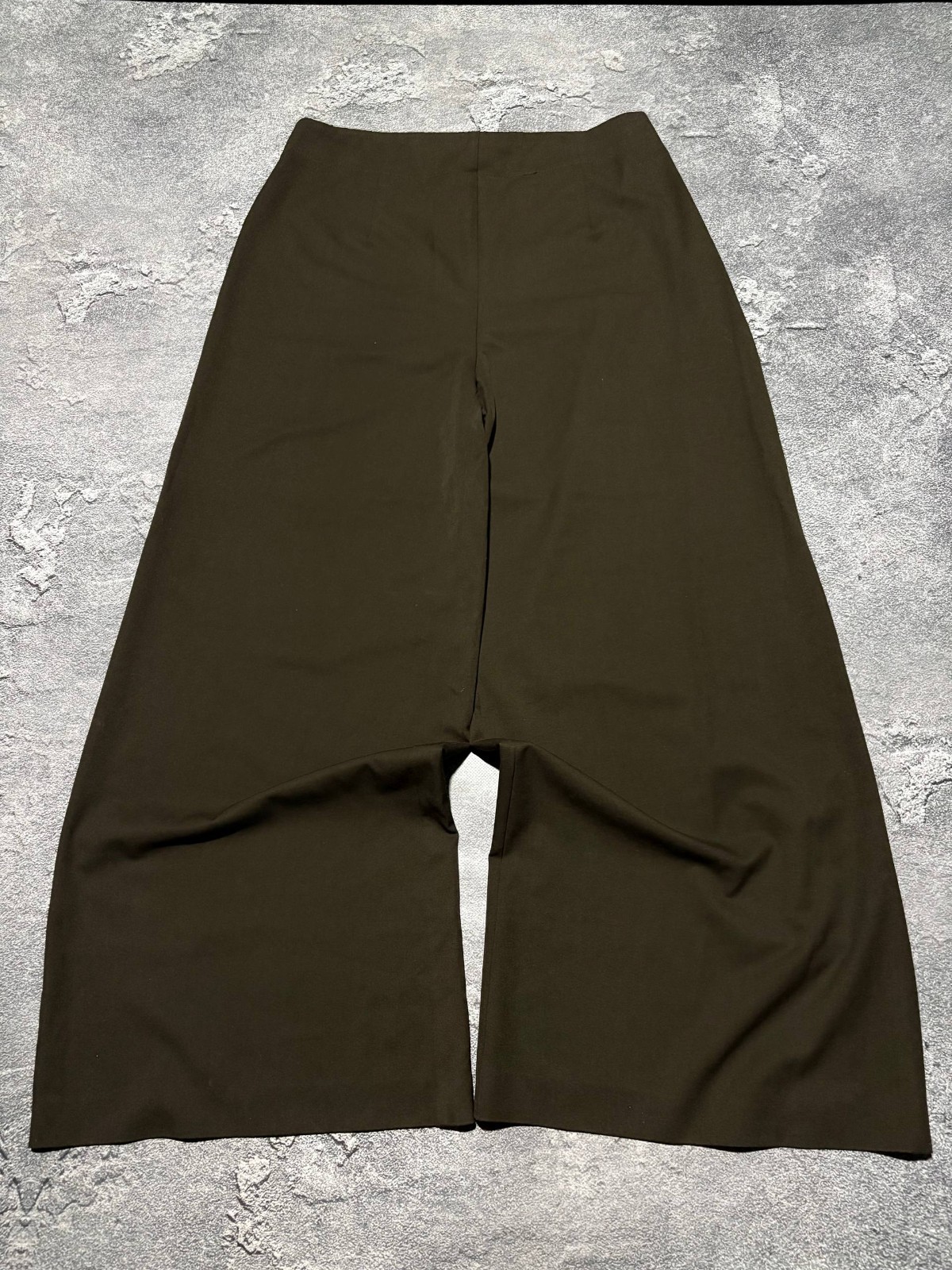 Sarah Pacini Made in Italy Wide Leg Trousers Pants Size L High Waist Olive Khaki