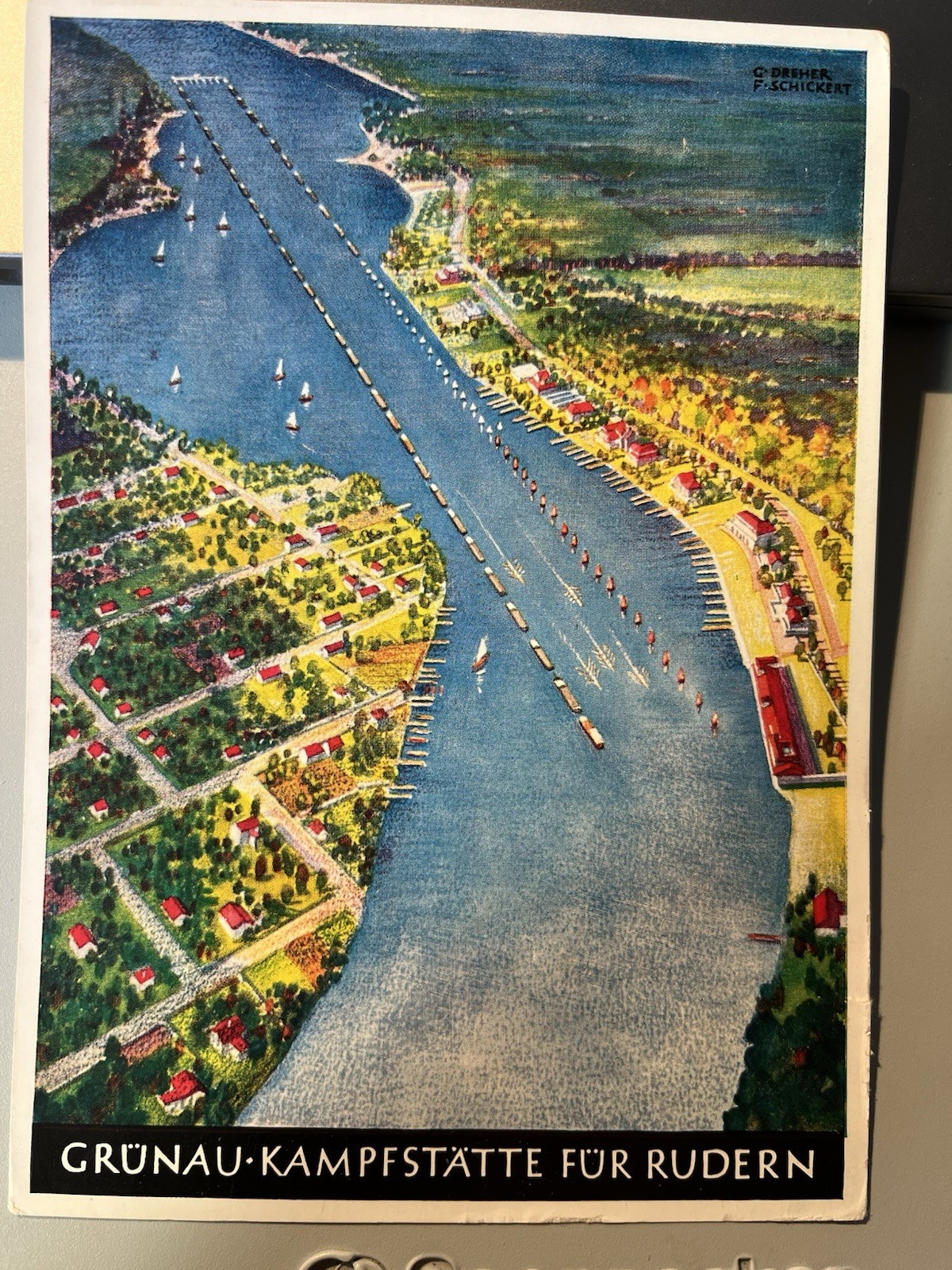 Orignal postcard Olympics 1936 Berlin Boat race course