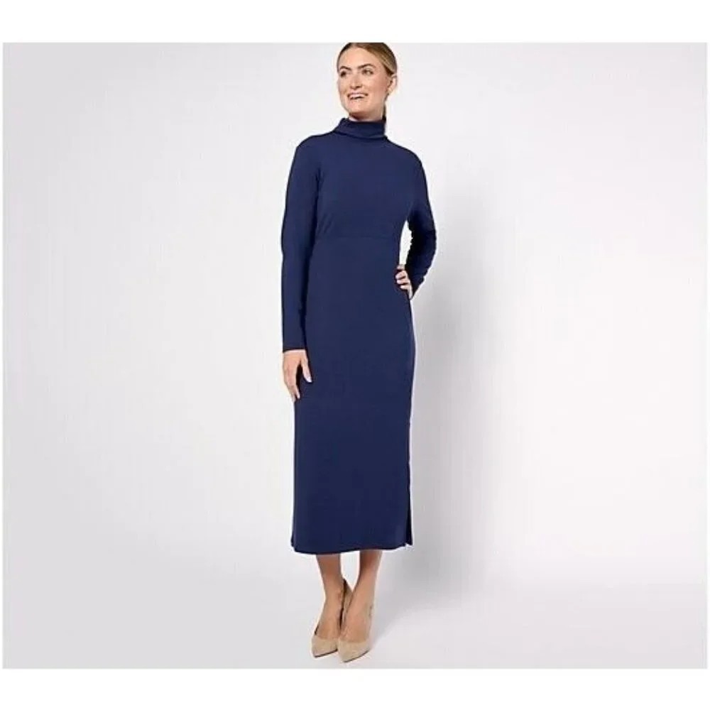Women w/Control Finespun Jersey Tummy Control Dress A623040 Deep Ocean Blue