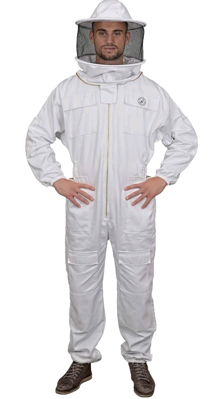 Humble Bee 410 Polycotton Beekeeping Suit with Round Veil Linen White 3X-Large