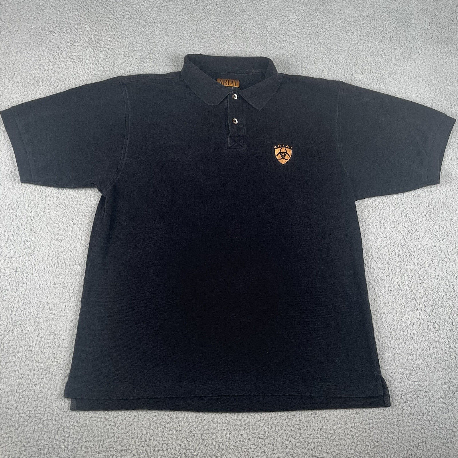 Ariat Polo Shirt Mens Large Black Short Sleeve Embroidered Logo Cotton Pique