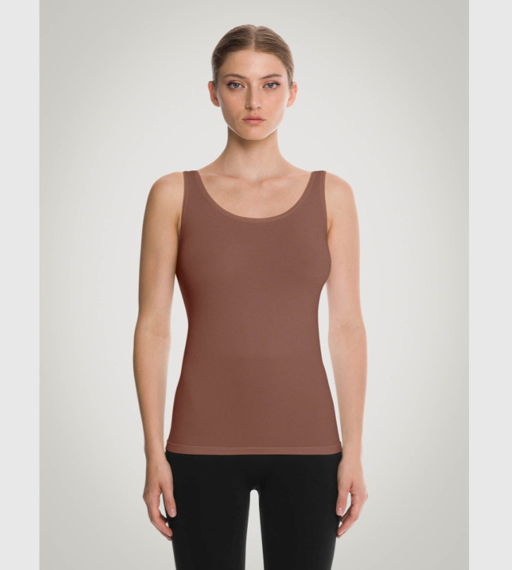 WOLFORD JAMAIKA TOP SLEEVELESS IN COFFEE MSRP$195 CHIC & SLEEK