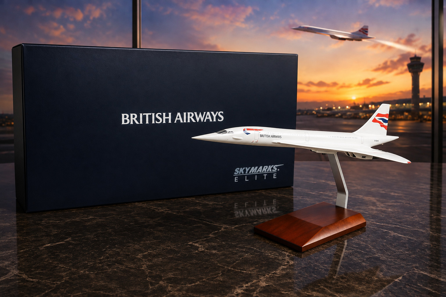 SkyMarks Elite British Airways Concorde 1/100 Scale Resin Display Model w/ Stand