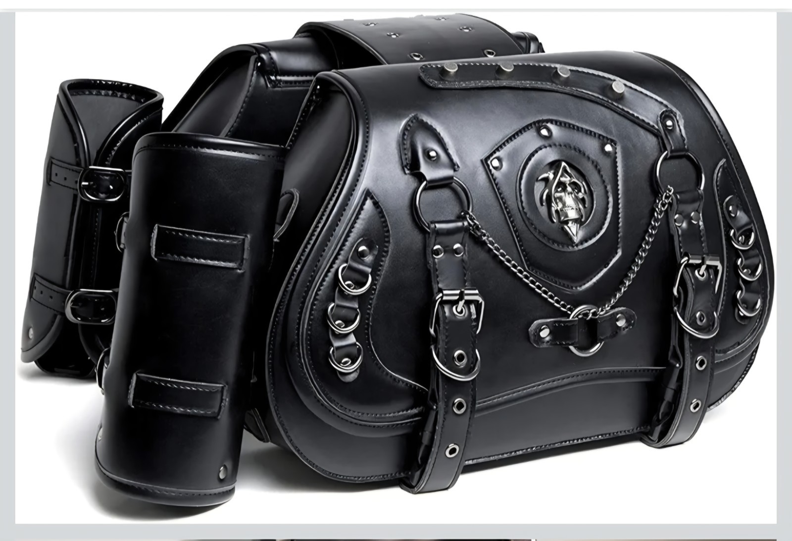 Motorcycle Saddle Bags - PU Leather Black New