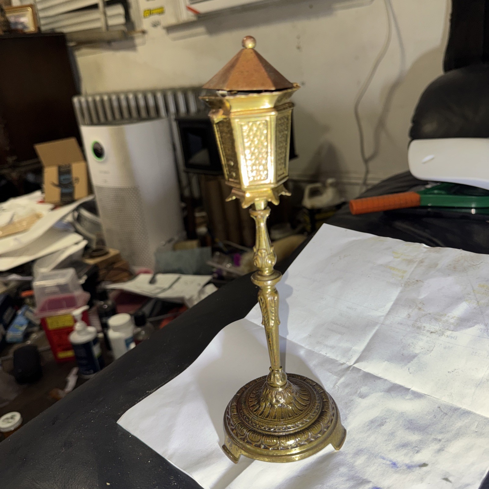 Antique Dunhill Street light Lamp lighter Brass Bronze Figural Cigar 9.5 Antique Dunhill Street light Lamp lighter Brass Bronze Figural Cigar 9.5