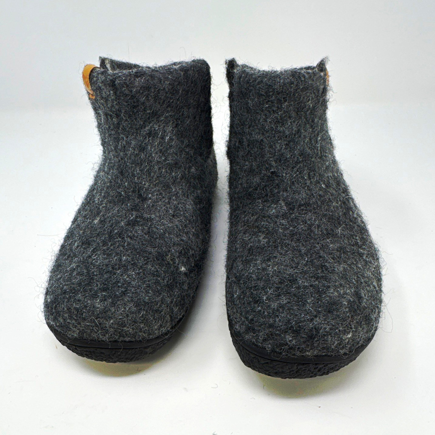 Glerups Women’s Gray Felted Wool Bootie Slippers Slip-On Rubber Sole EU 38