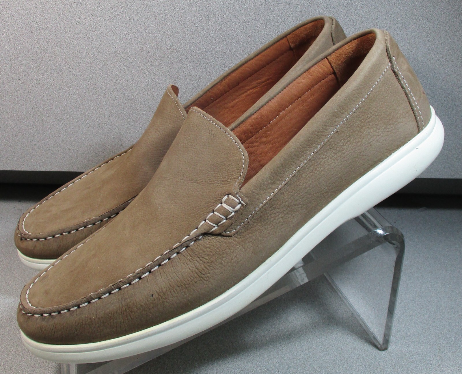 259252 MS50 BRANNON MEN\'S SHOES 10 M TAUPE NUBUCK SLIP-ON BY JOHNSTON & MURPHY