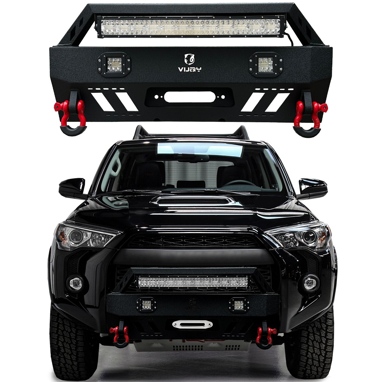 Vijay Fit 2010-2024 5th Gen 4Runner Steel Black Front Bumper with LED Lights