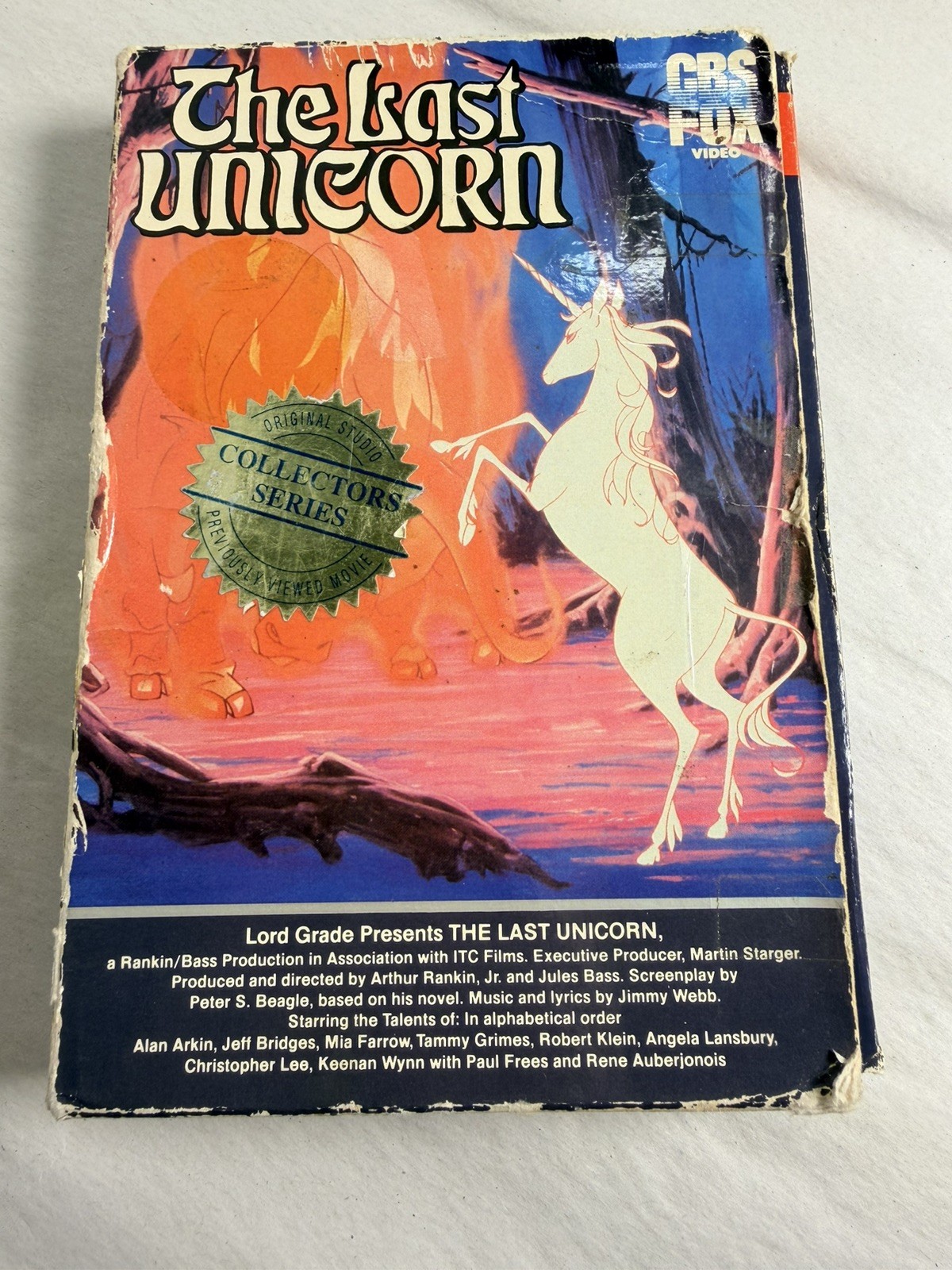 Vintage 1983 The Last Unicorn VHS - CBS Fox Video ITC Films Jeff Bridges Tested