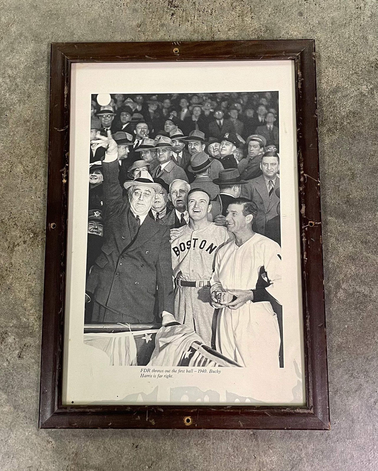 Framed Vintage Photograph - President Franklin D. Roosevelt Throwing Out the Fir