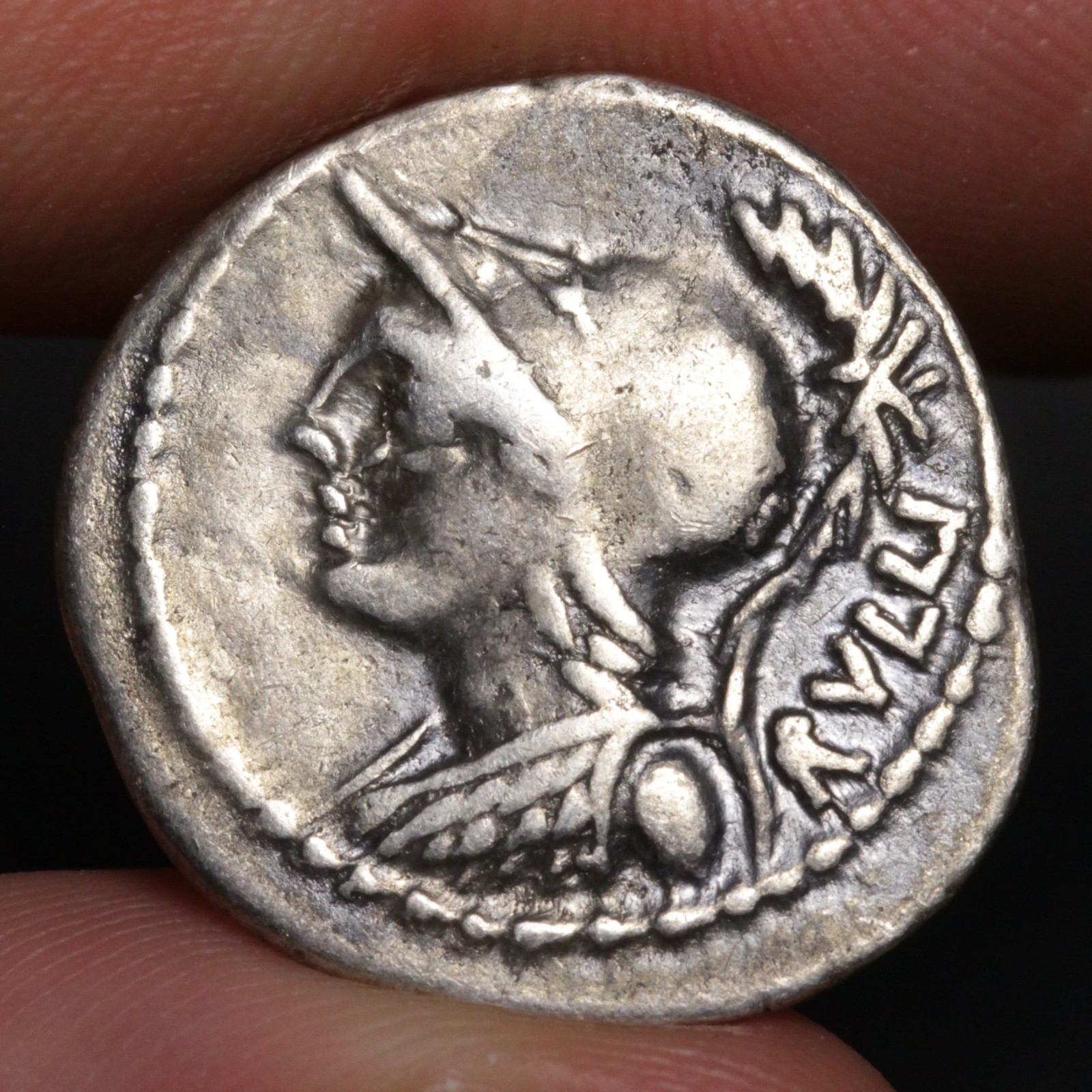 Minerva Denarius 100BC Ancient Rome Republic Silver Coin Rullus Cabinet Toning