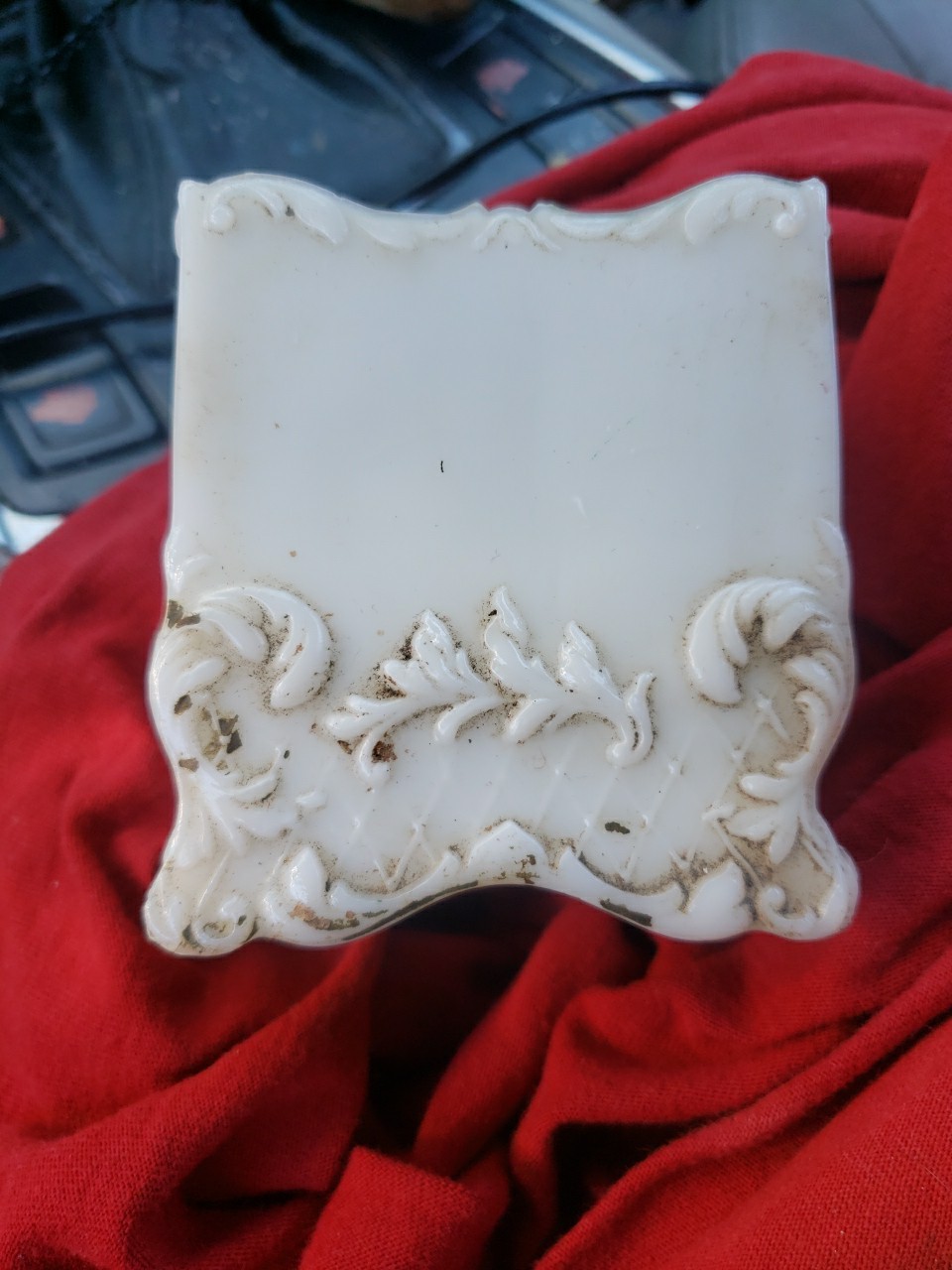 🔥Vintage Original Early 1900s Victorian Milk Glass Playing Cards Deck Holder
