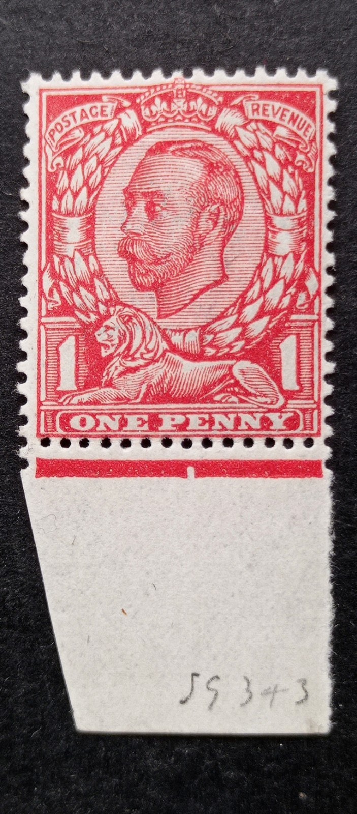 King George V GB 1d SG.343 N11 (5) MNH Well Centered Good Perforation VF