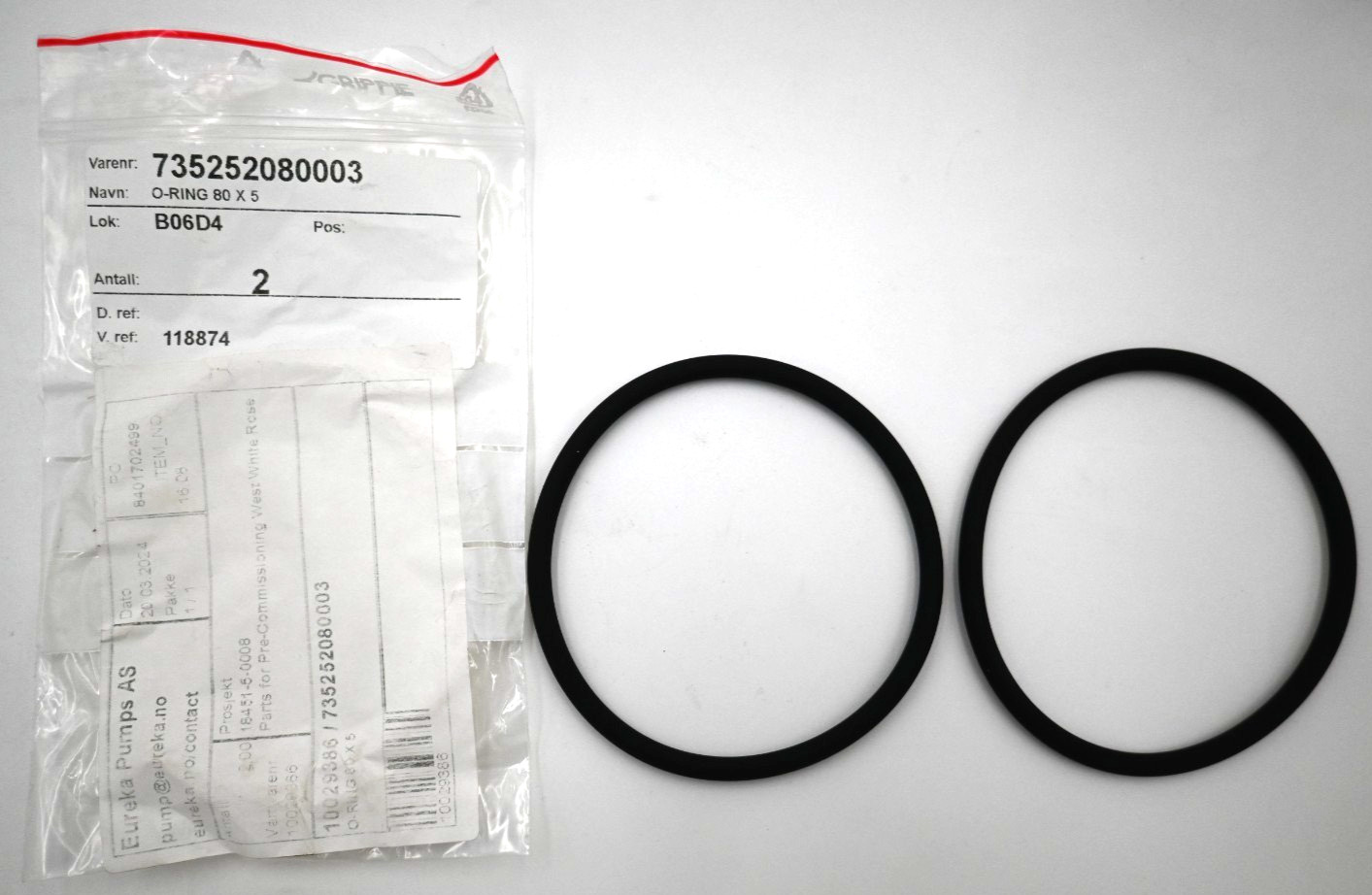 MTU ROLLS-ROYCE 735252080003 O-RING 80 X 5 - PACK OF 2 PCS