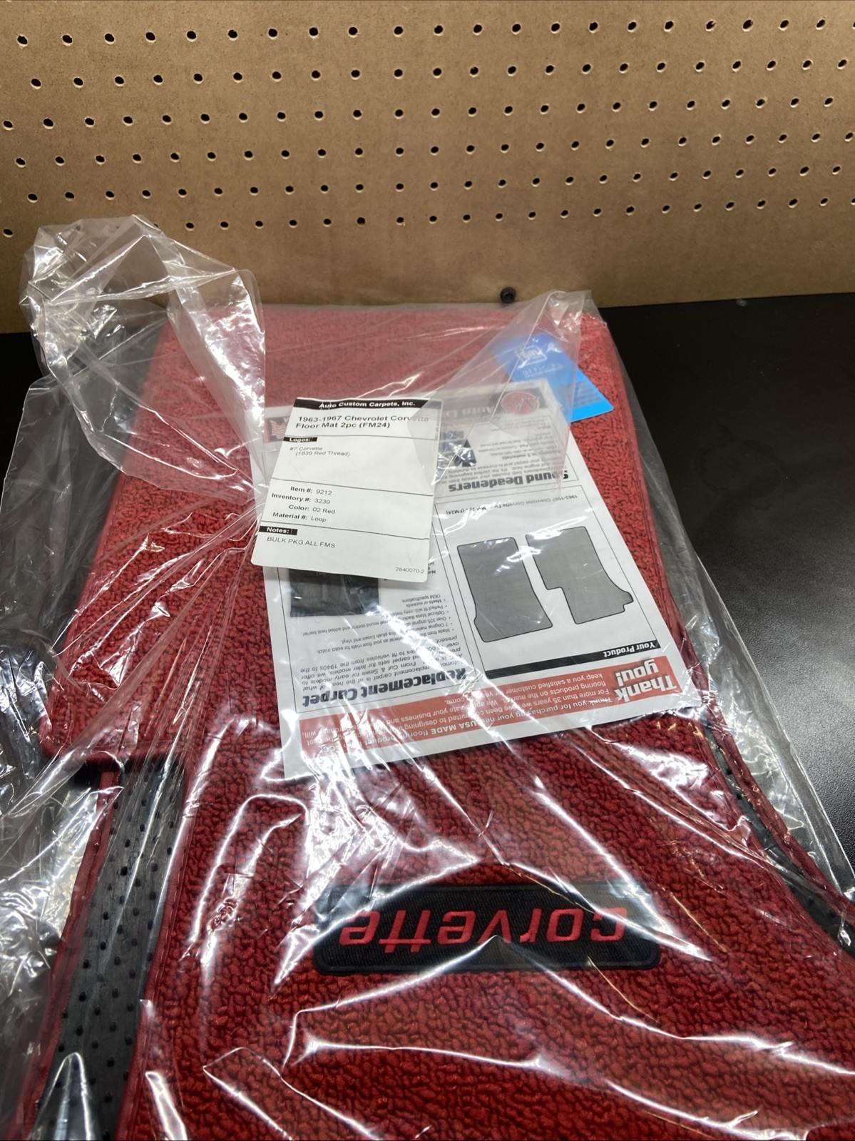 1963-1967 Chevy Corvette C2 ACC Red Loop Floor Mats Logo GM Licensed