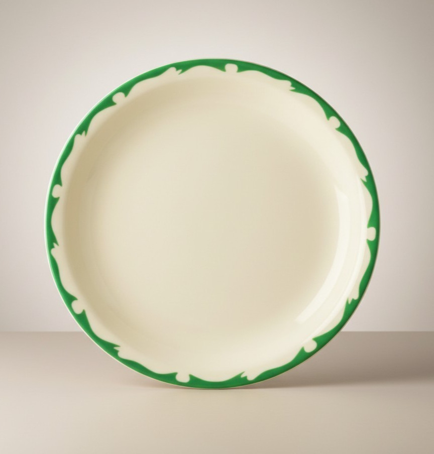 Buffalo China Green Crest Plate 8.6 Vintage MCM Restaurant Ware USA 1962