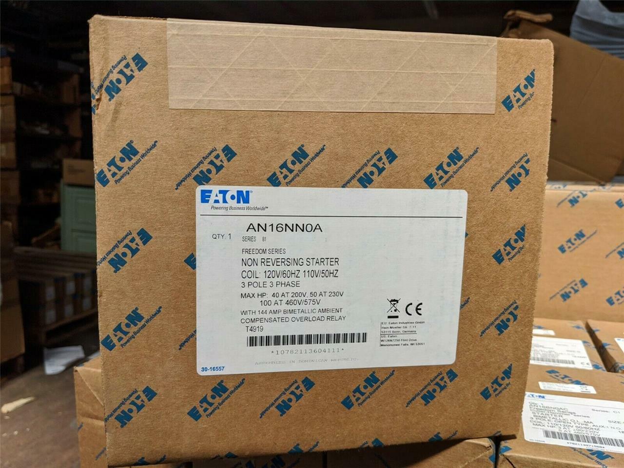 Eaton AN16NN0A NEMA OPEN 3P STR SIZE 4 120V COIL replaces A10F