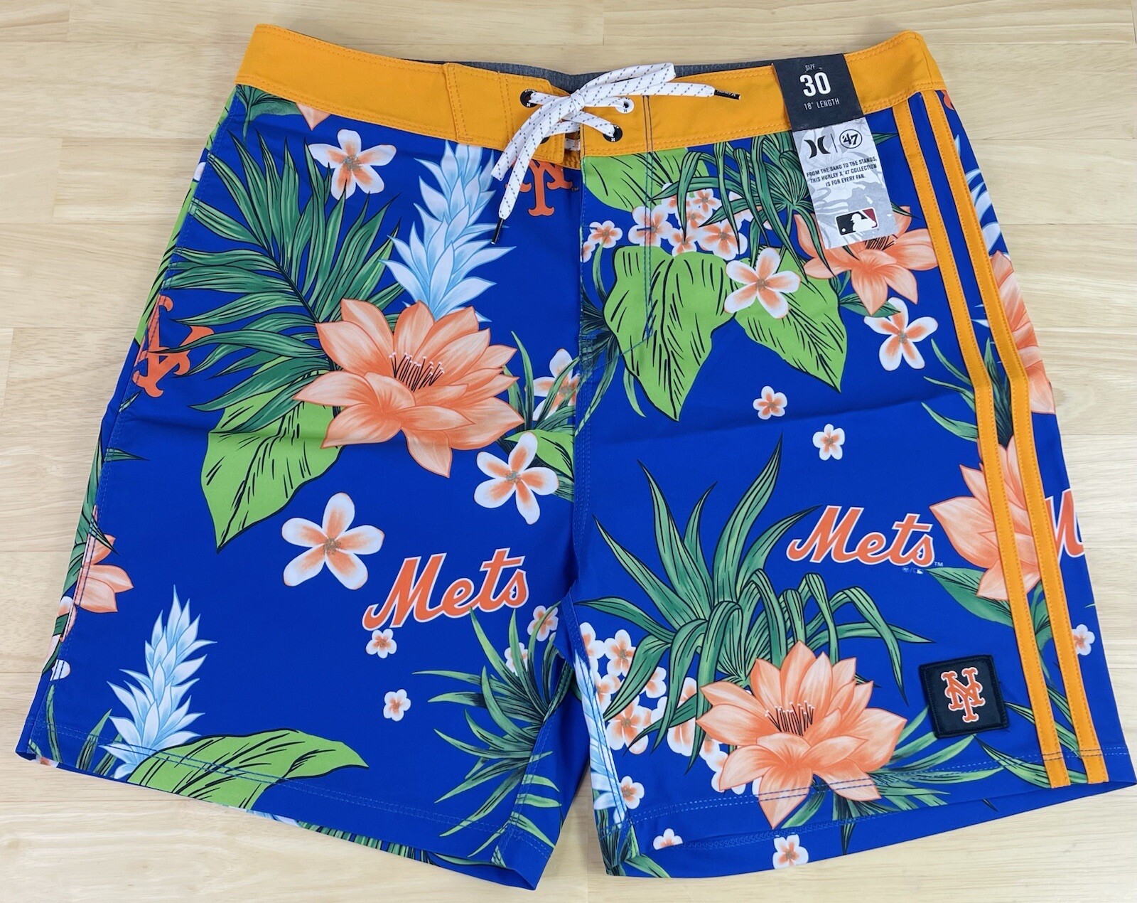 Hurley x 47’ MLB New York Mets Phantom TG Tropics 18” Board Shorts, Men’s Sz 30