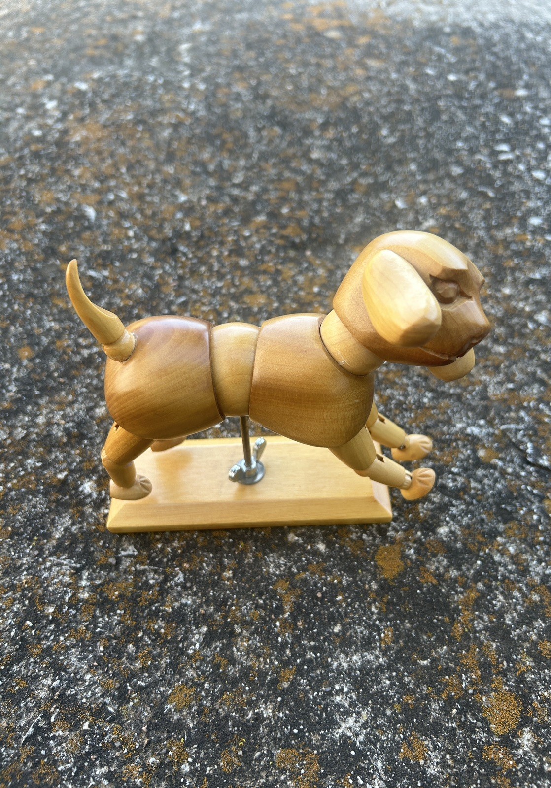VINTAGE MCM WOODEN ARTICULATED POSABLE DOG STATUE  - Model For Artists 