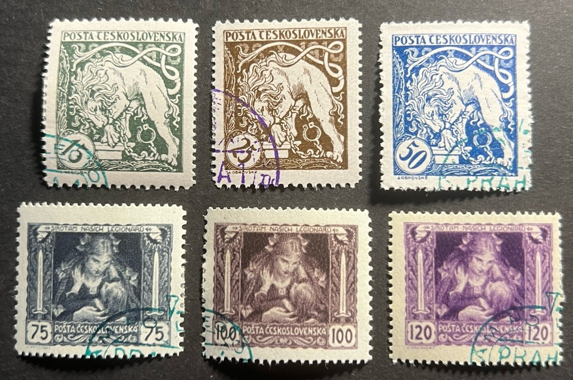 Travelstamps: 1919 Czechoslovakia Stamps Scott #B124-B129 Independence CTO Travelstamps: 1919 Czechoslovakia Stamps Scott #B124-B129 Independence CTO