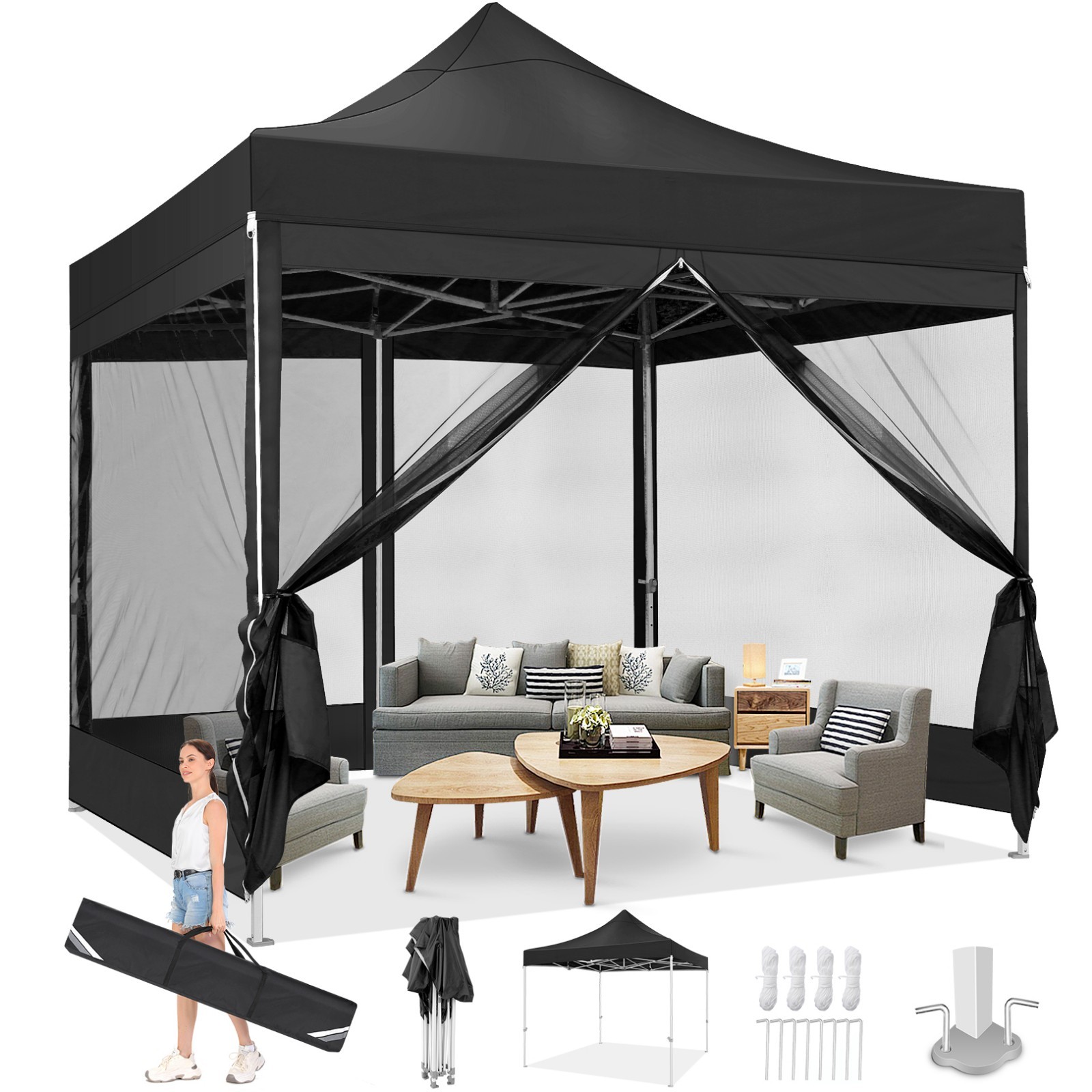 Canopy 10x15ft/10x30ft Heavy Duty Pop up Gazebo Mesh Screen Tent with Sidewalls Canopy 10x15ft/10x30ft Heavy Duty Pop up Gazebo Mesh Screen Tent with Sidewalls