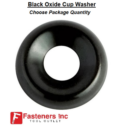 Cup Washers Black Oxide Steel Finishing Cup Washers - Sizes #4 To 5/16