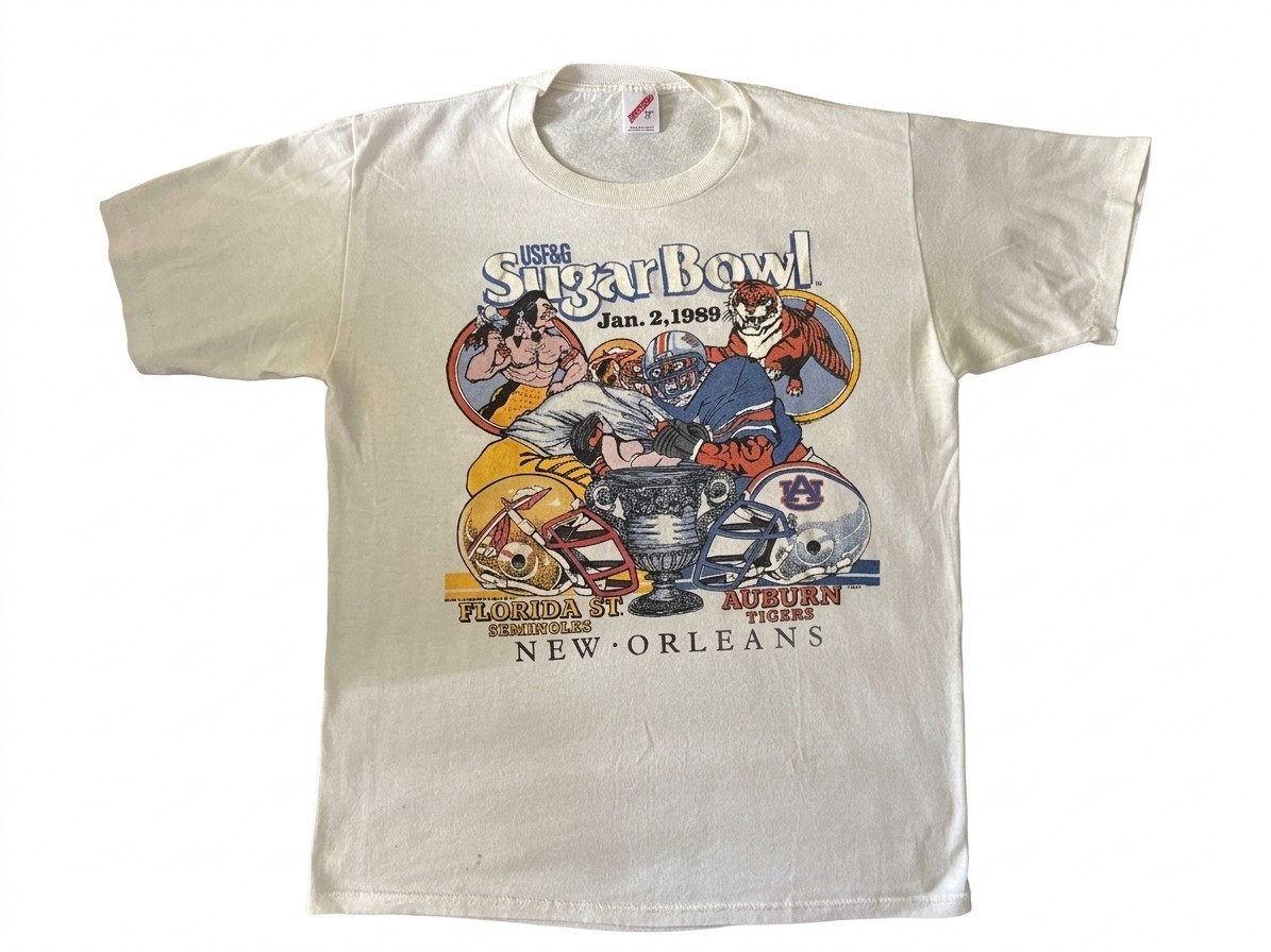 Vintage 1989 Sugar Bowl T-Shirt - FSU vs. Auburn 1/2/89 - Medium Vintage 1989 Sugar Bowl T-Shirt - FSU vs. Auburn 1/2/89 - Medium