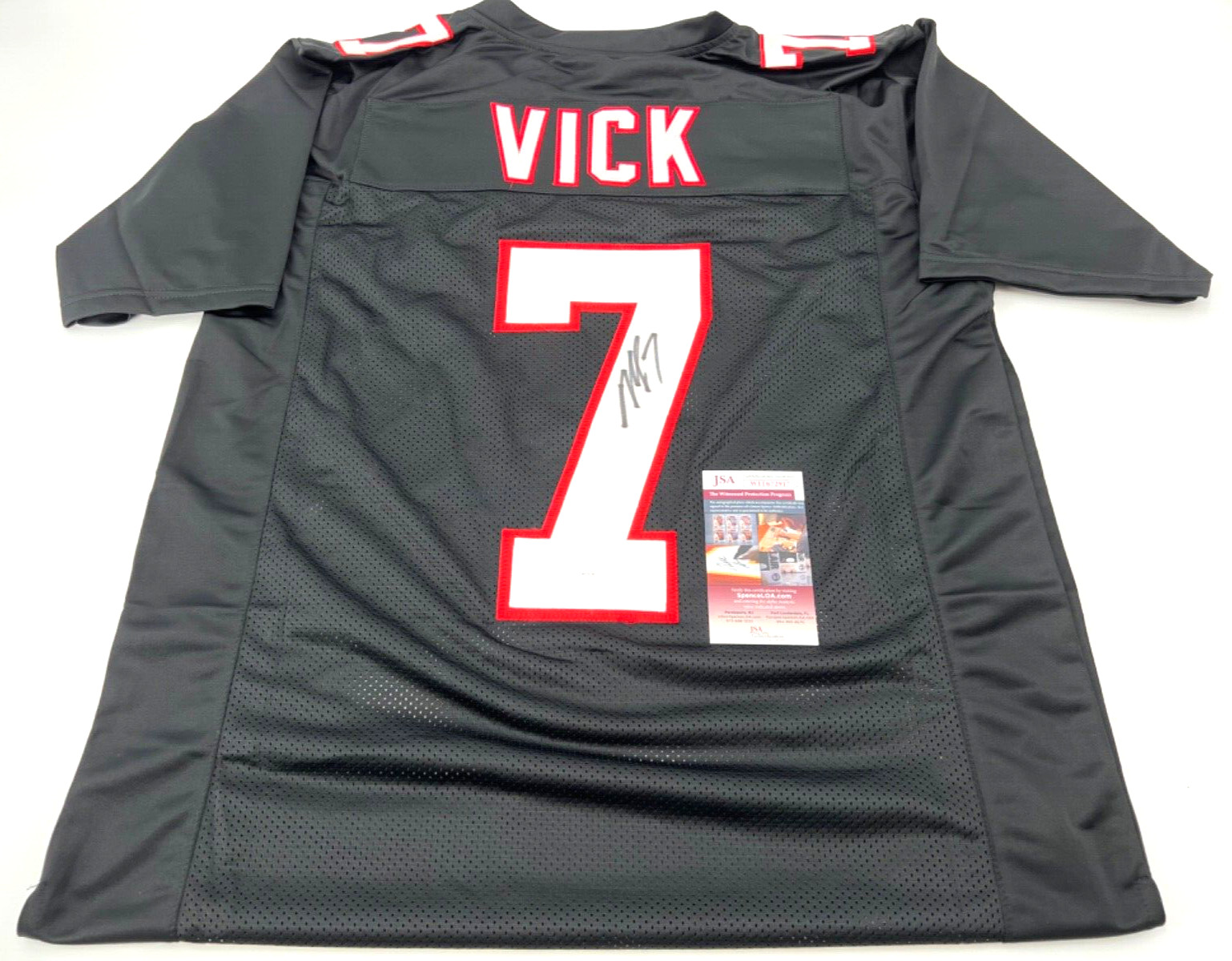 MICHAEL VICK ATLANTA FALCONS SIGNED THROWBACK CUSTOM JERSEY JSA WITNESS COA