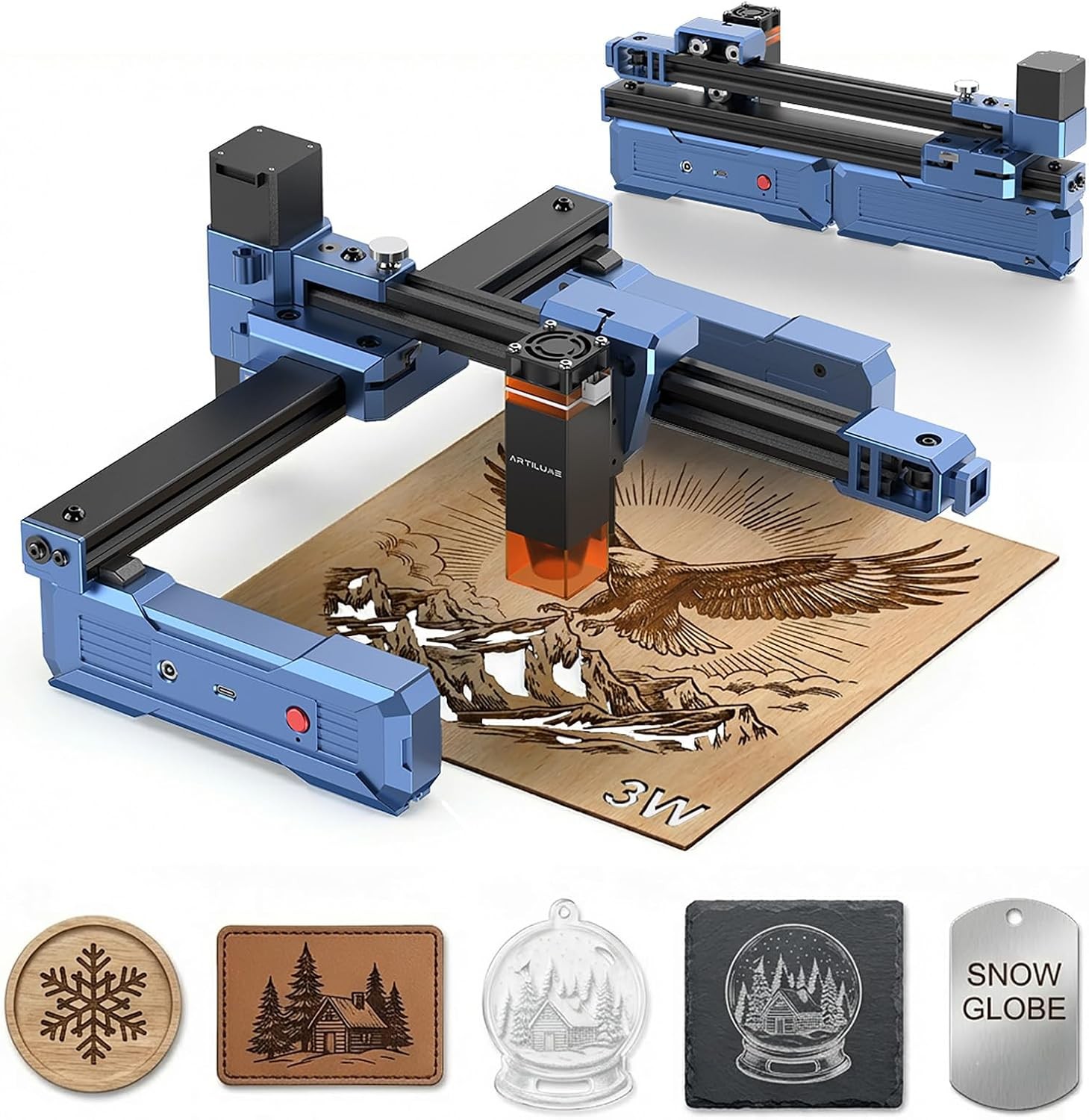 Artilume T1 Laser Engraver 3000mW, Foldable Design Laser Engraving Machine, 0...