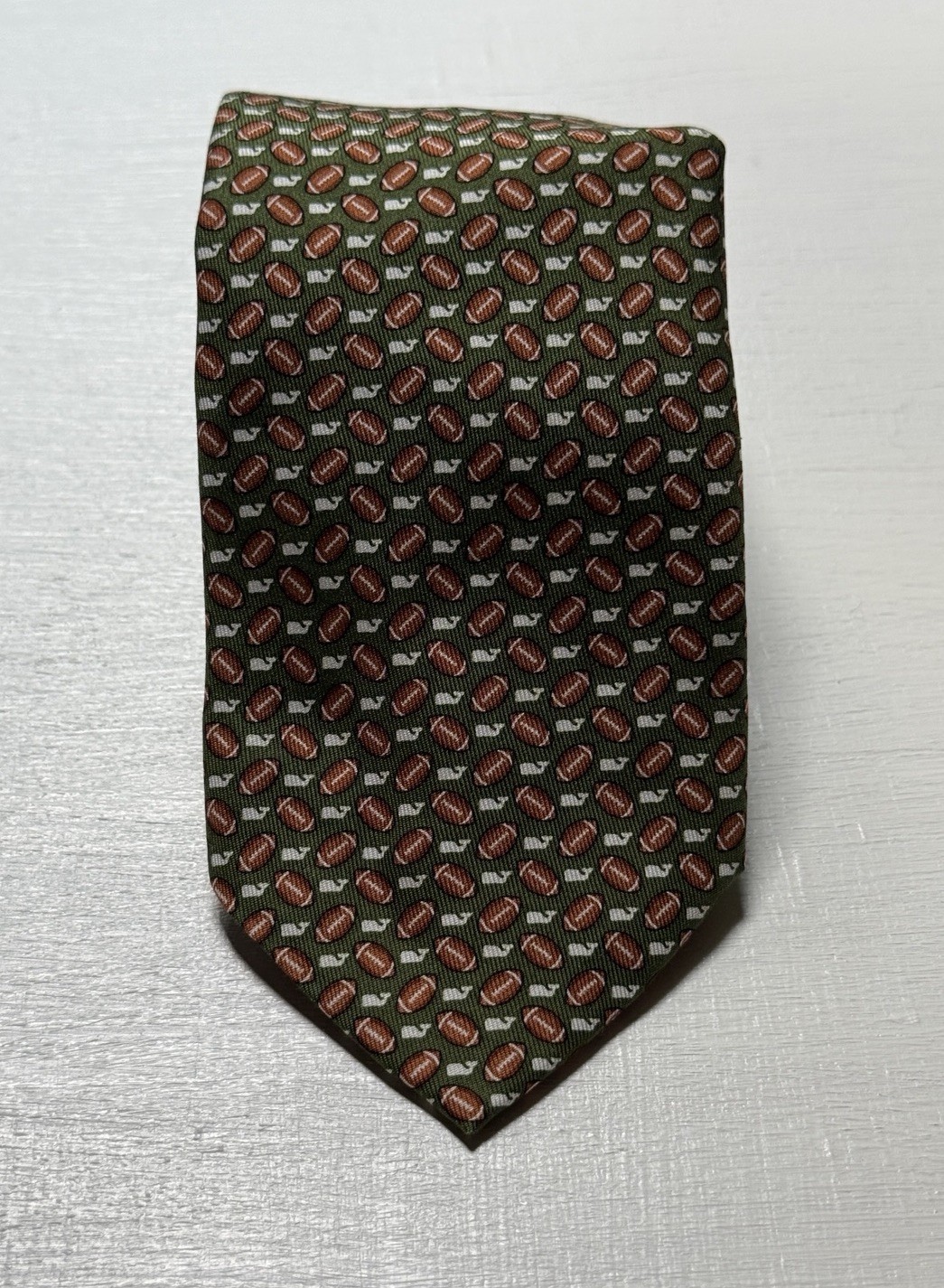 NWT Vineyard Vines 100% Silk Neck Tie Football 🏈 Green | Made In USA